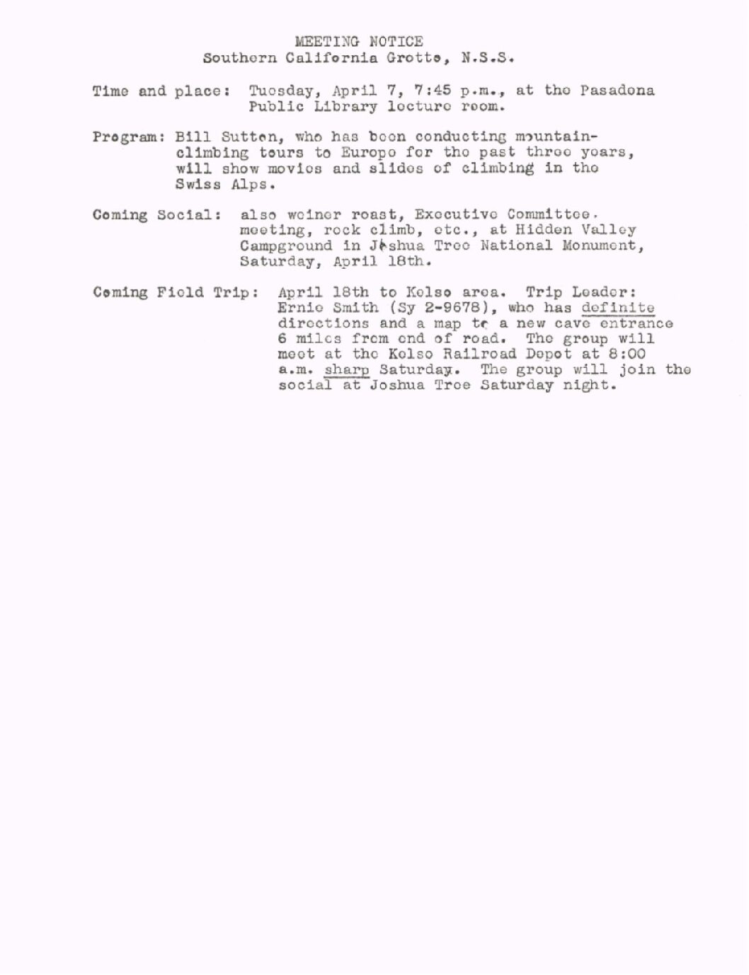 1959 April – SCG Newsletter