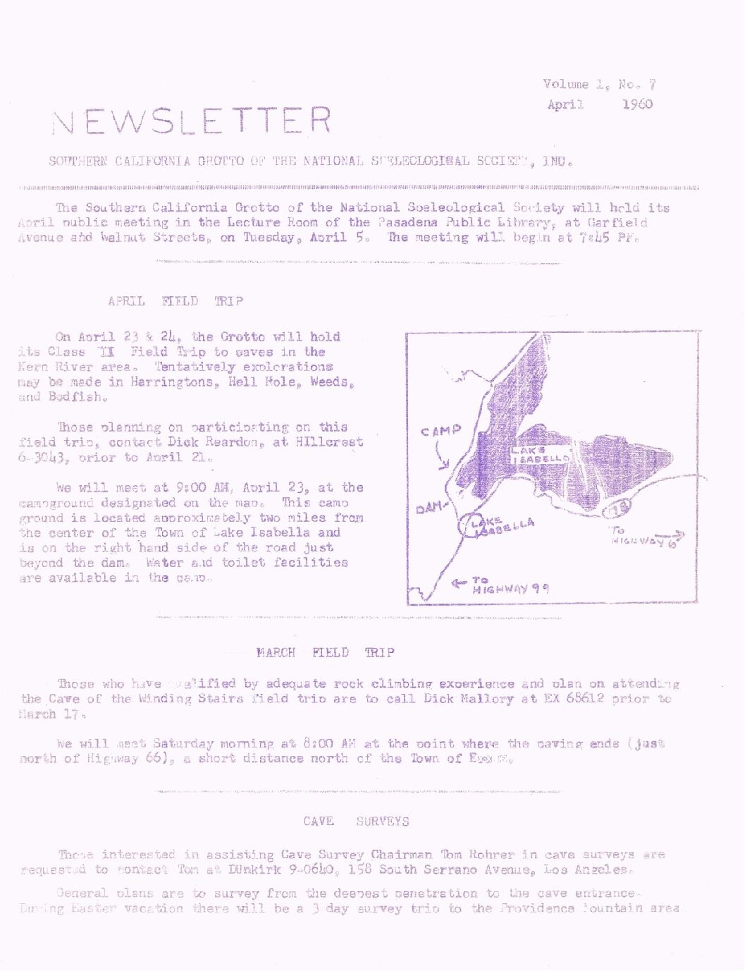 1960 April – SCG Newsletter