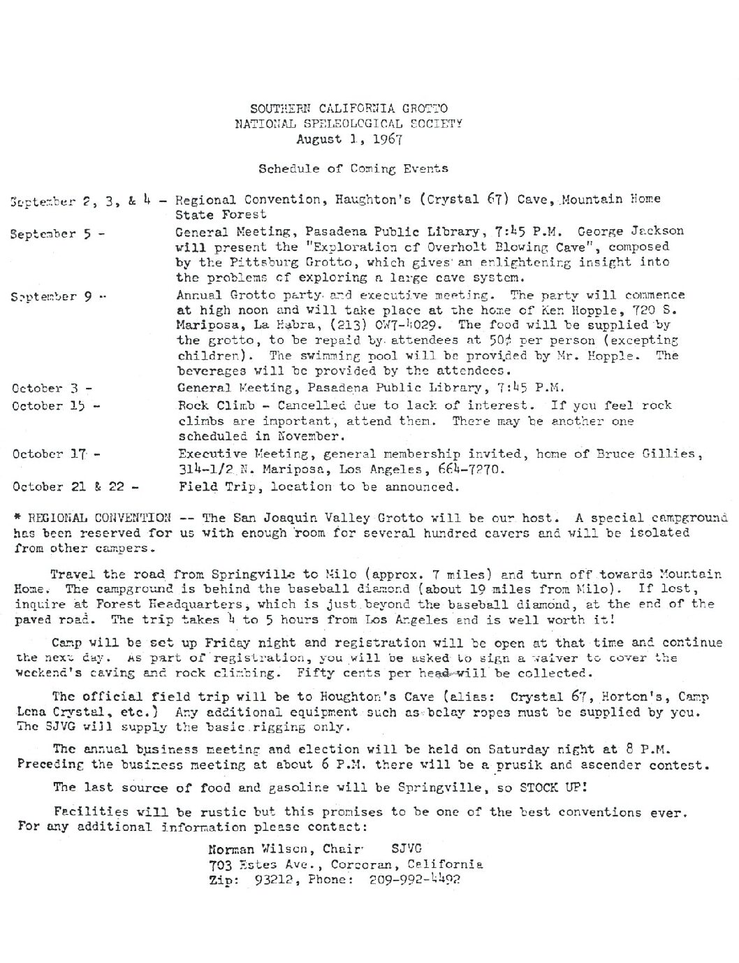 1967 August – SCG Newsletter