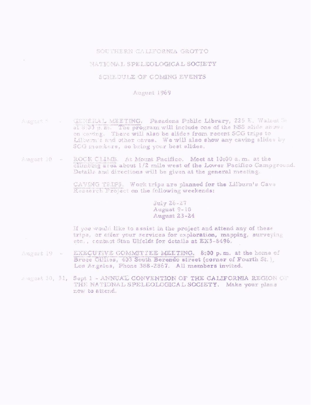 1969 August – SCG Newsletter