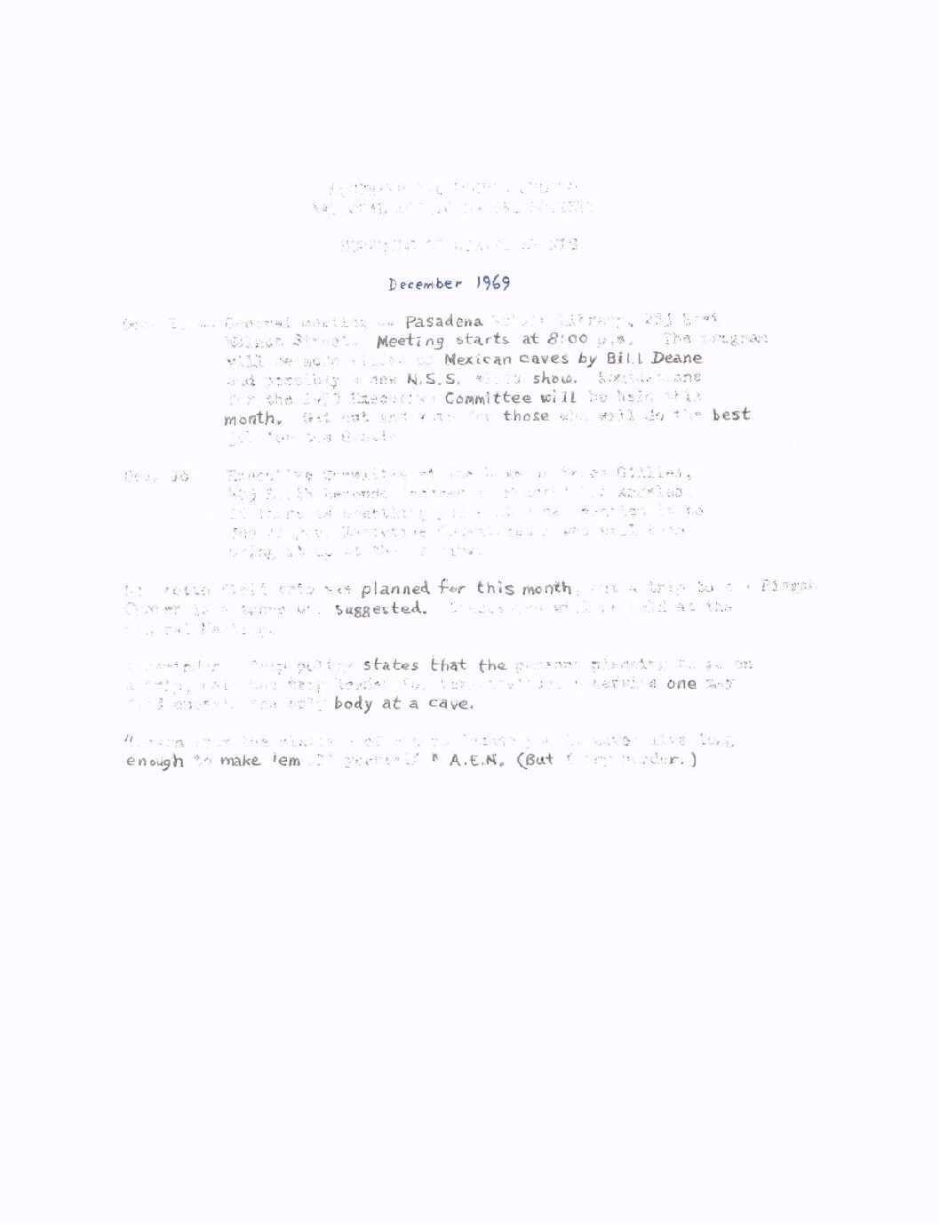 1969 December – SCG Newsletter