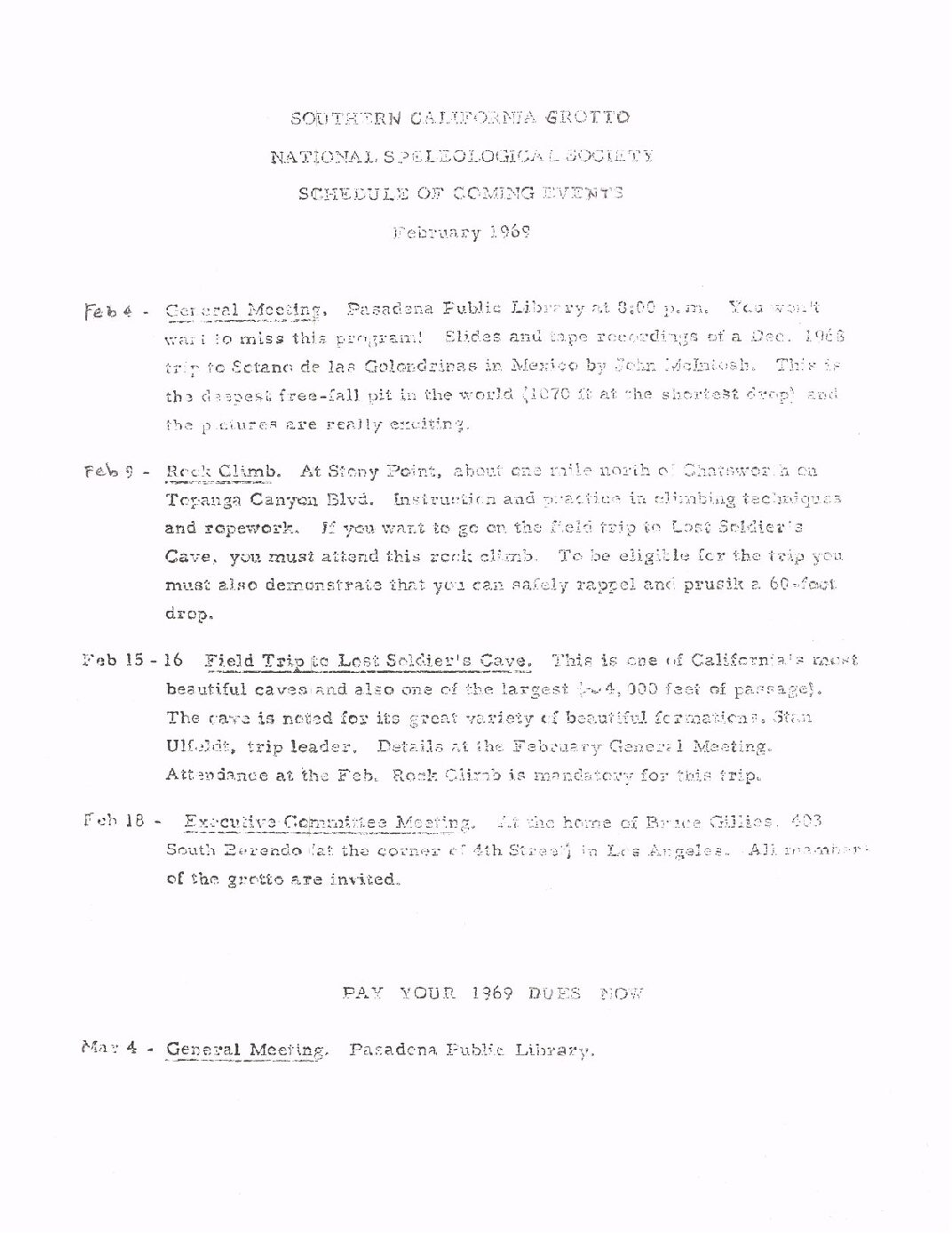 1969 February – SCG Newsletter