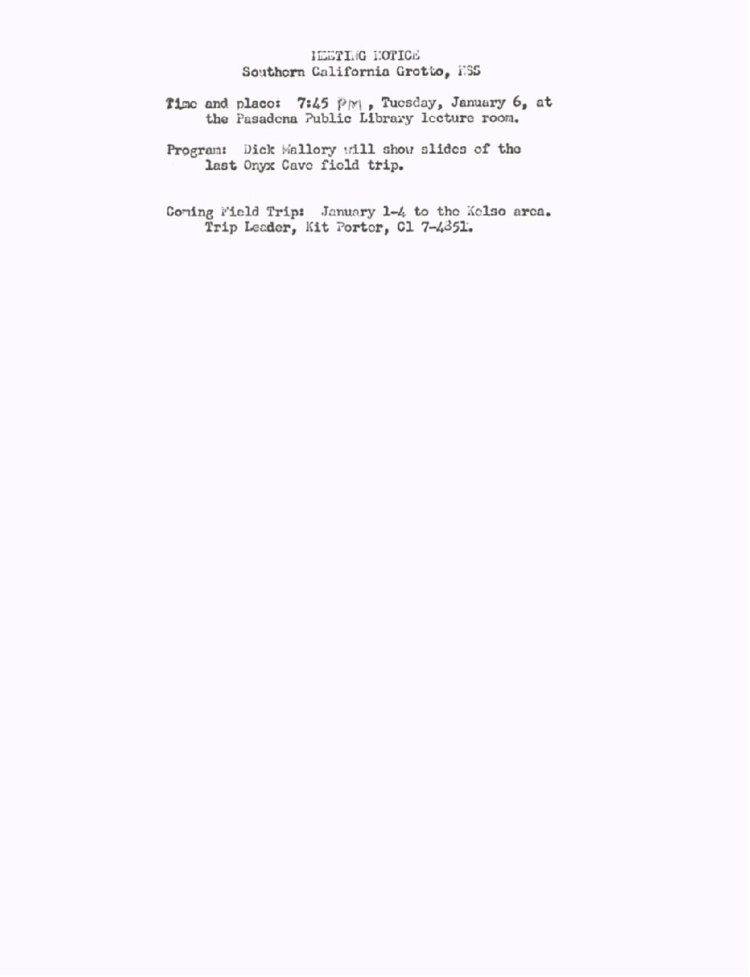 1959 January – SCG Newsletter