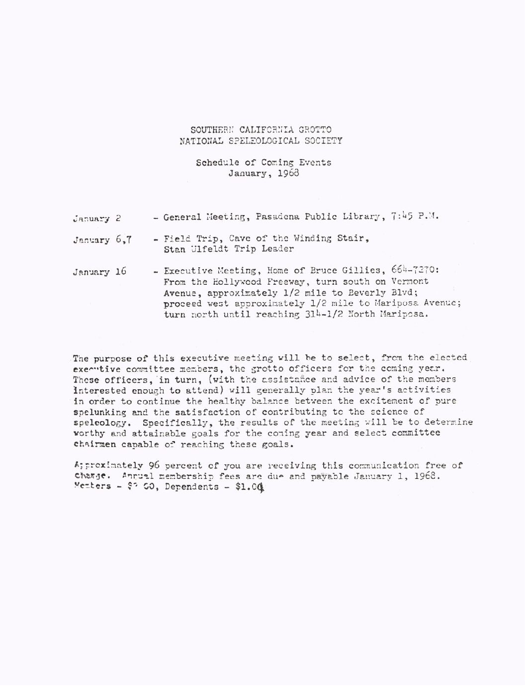 1968 January – SCG Newsletter