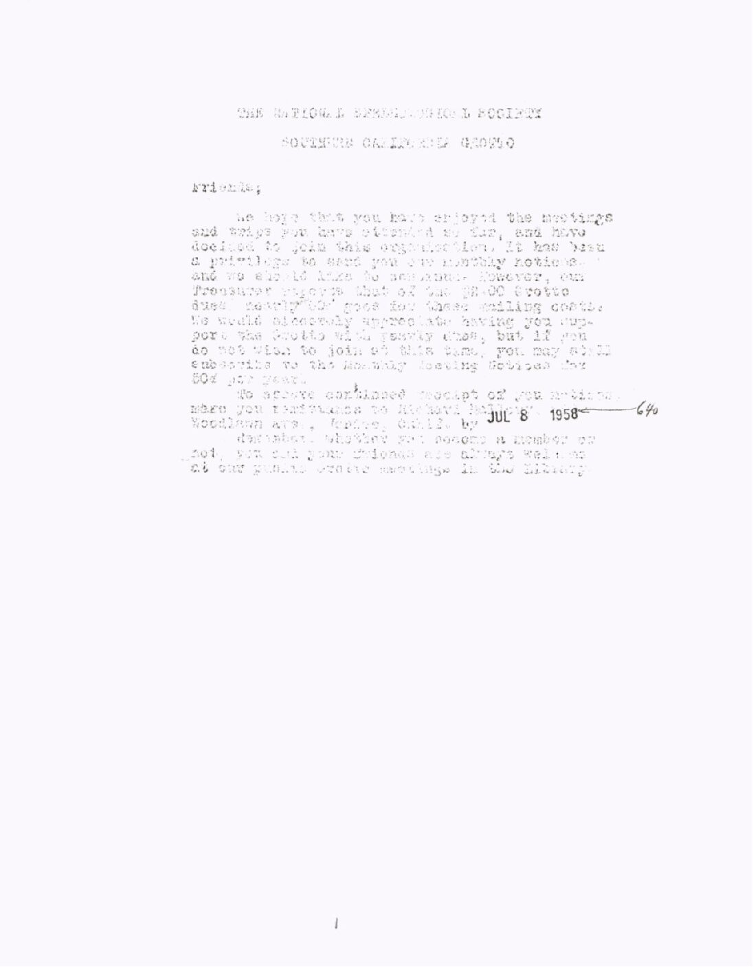 1958 July – SCG Newsletter
