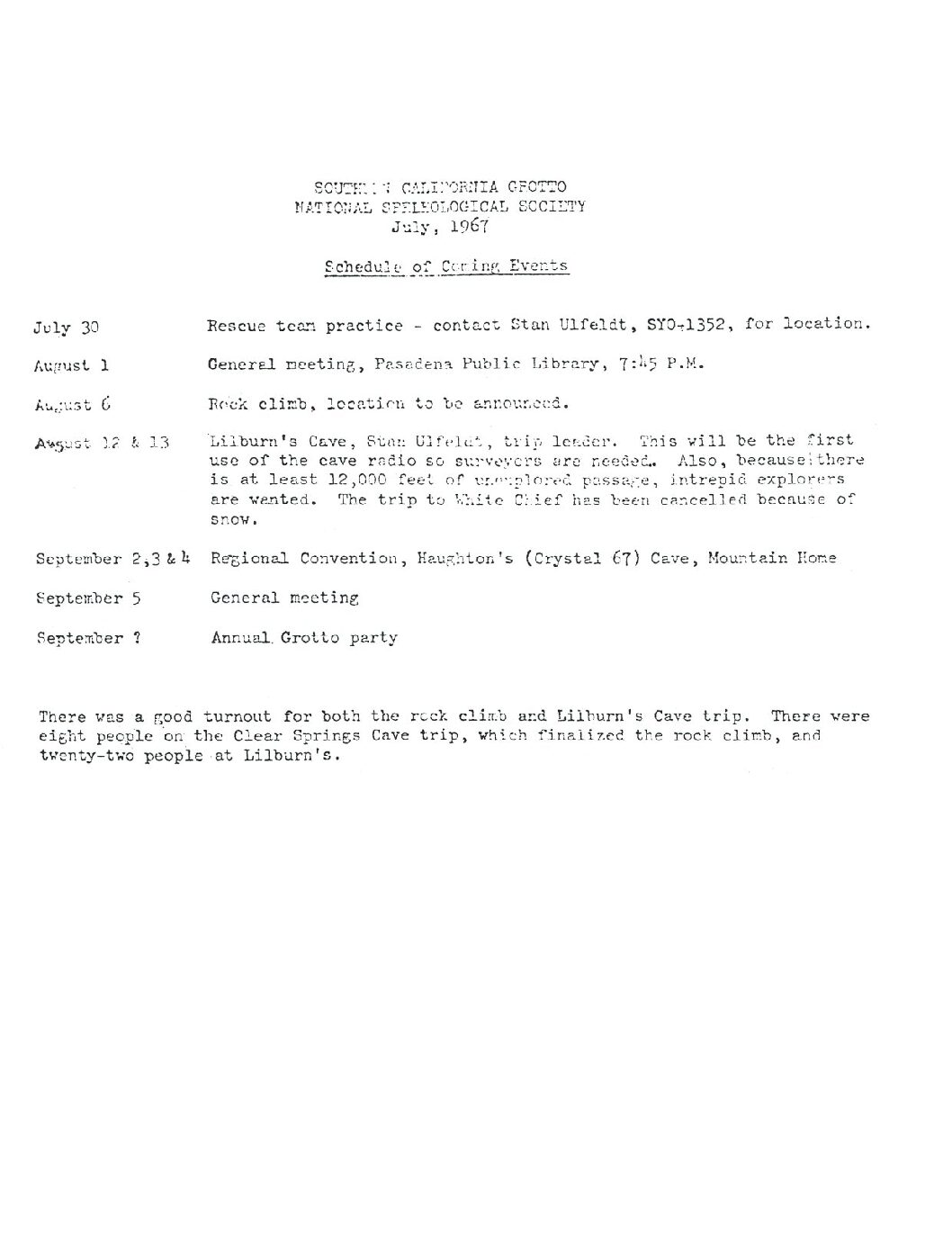 1967 July – SCG Newsletter