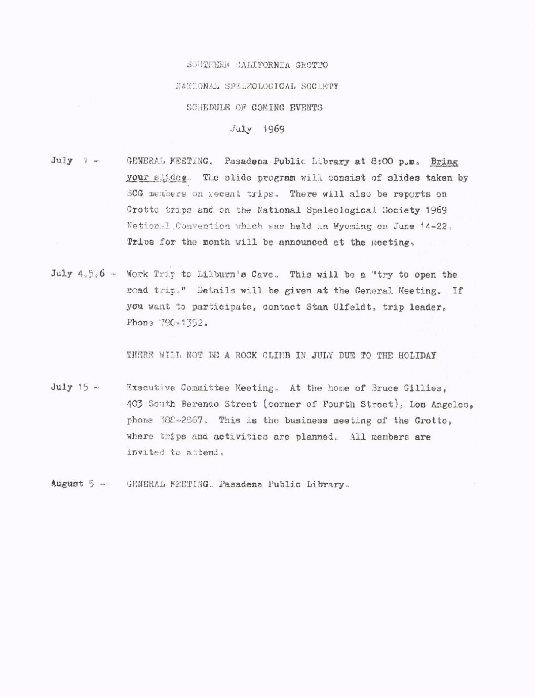1969 July – SCG Newsletter