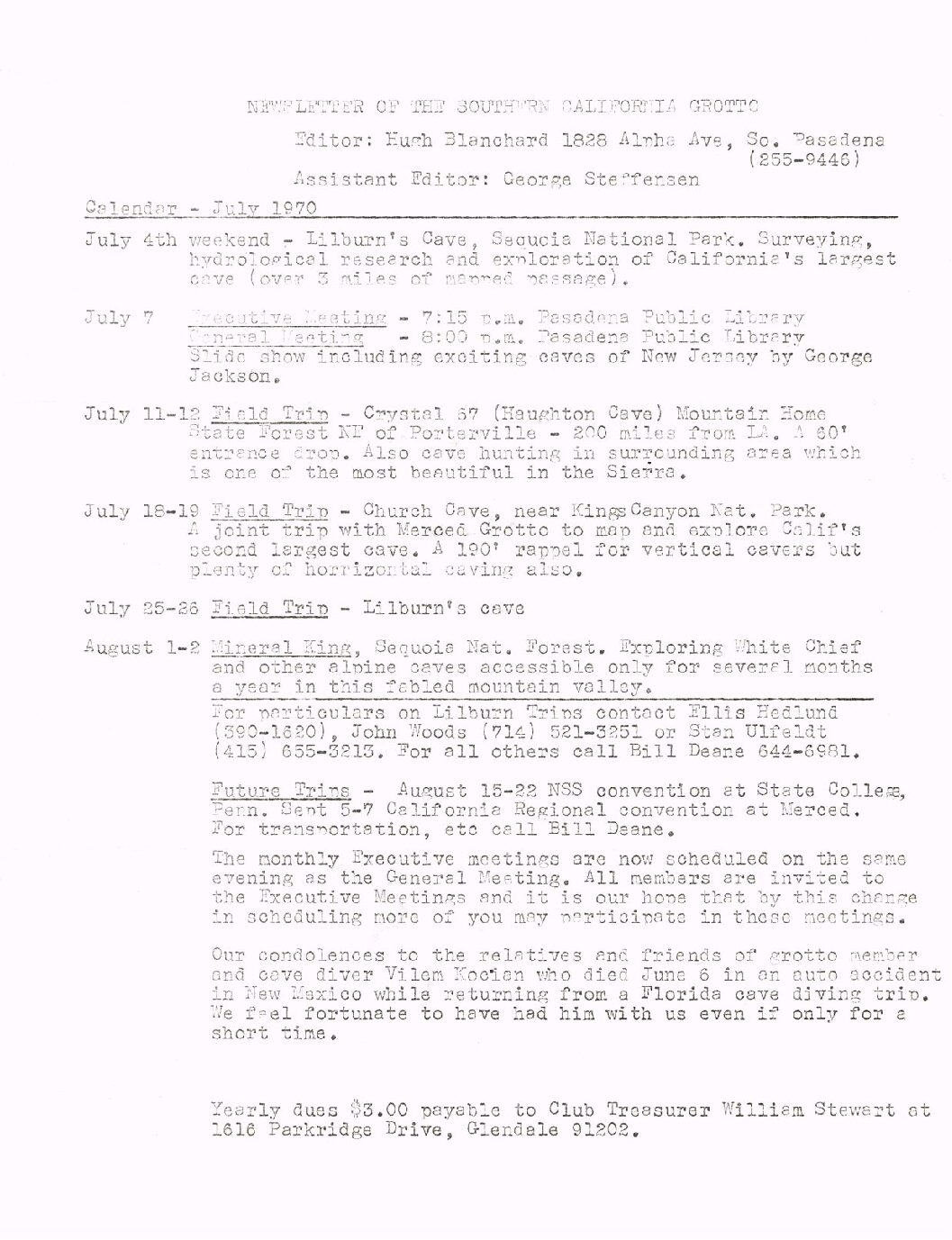 1970 July – SCG Newsletter