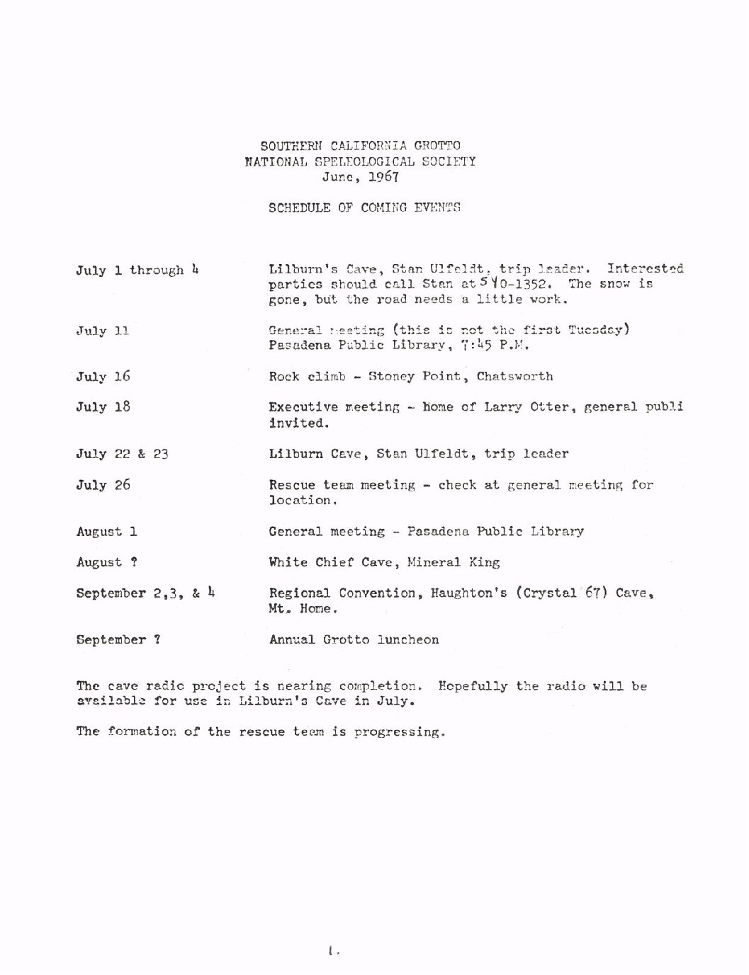 1967 June – SCG Newsletter