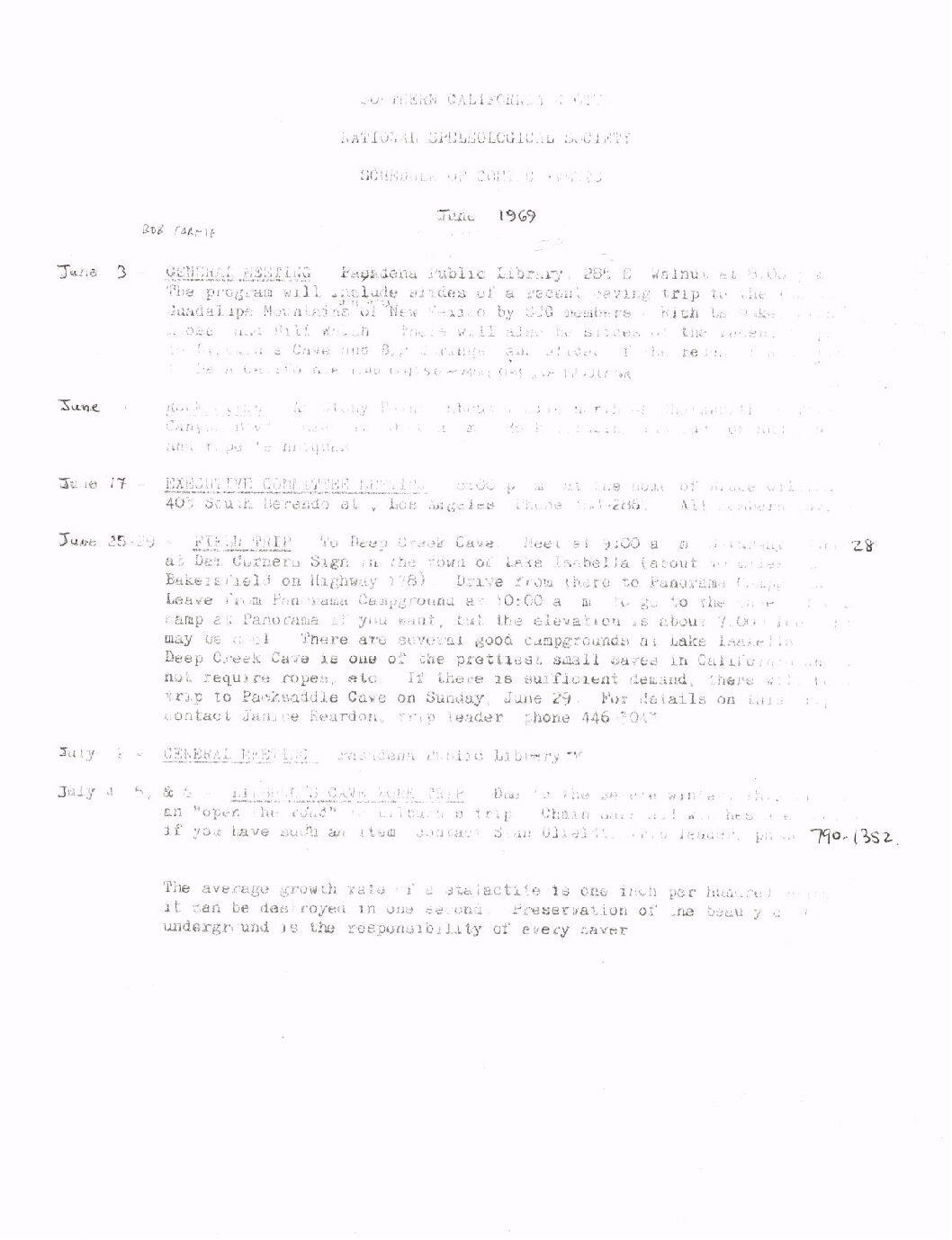 1969 June – SCG Newsletter