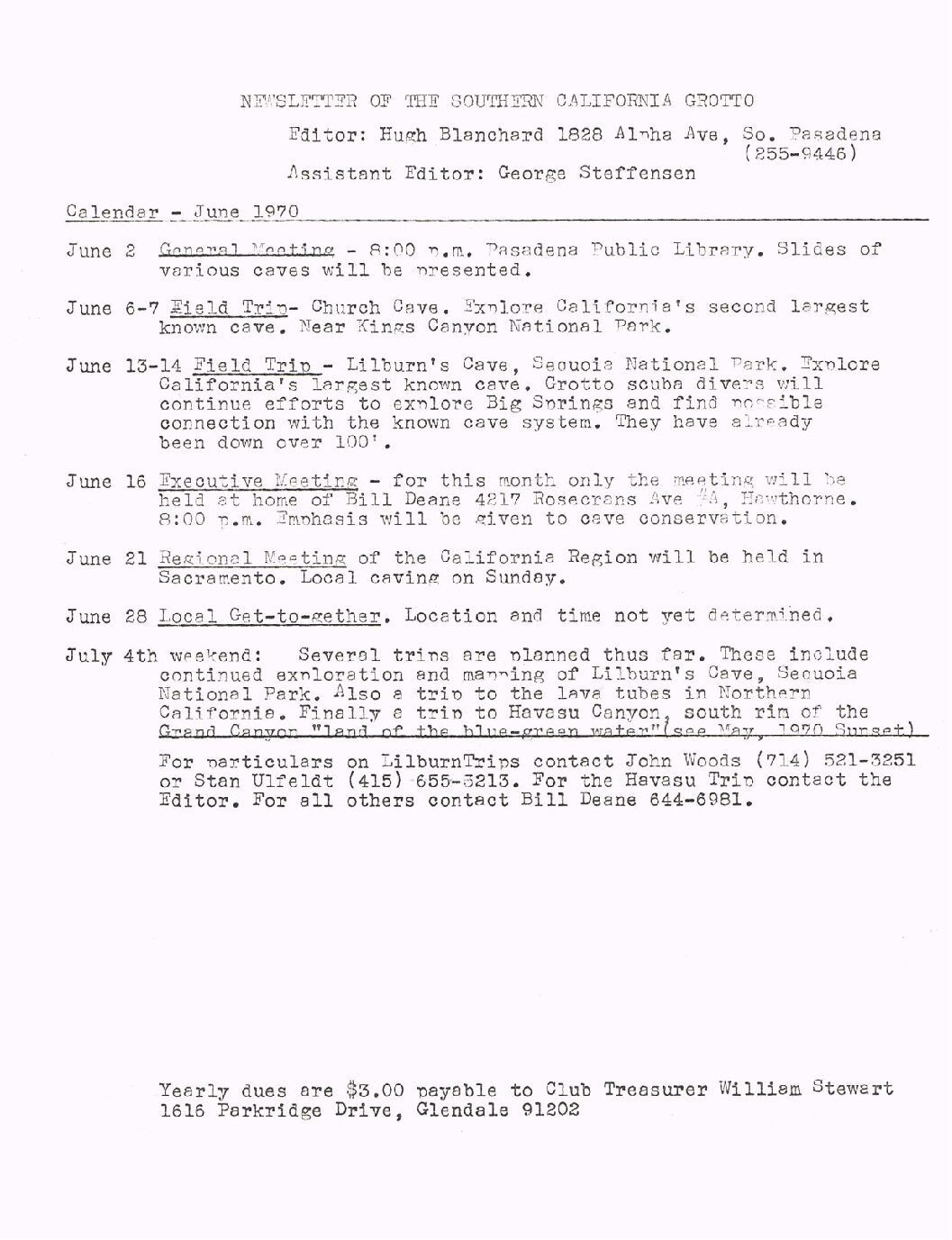 1970 June – SCG Newsletter