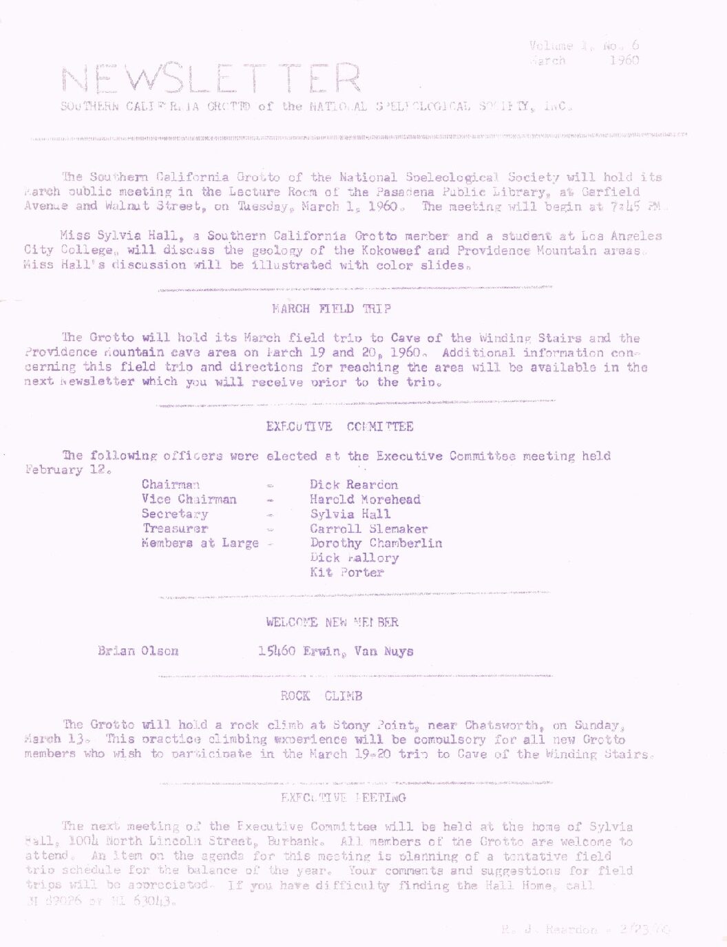 1960 March – SCG Newsletter