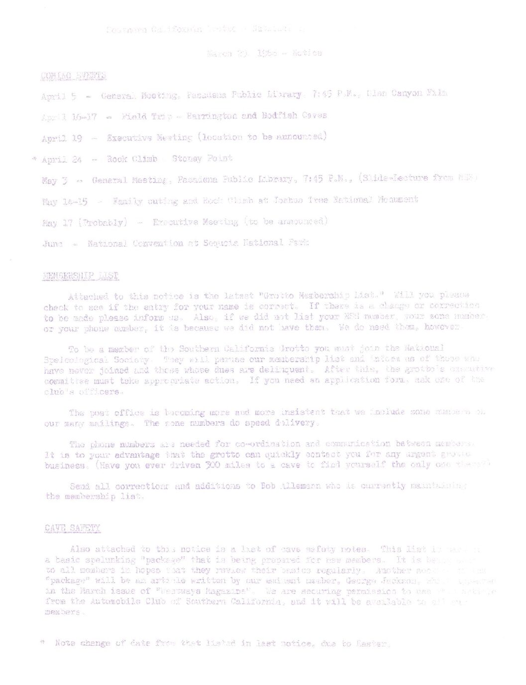 1966 March – SCG Newsletter