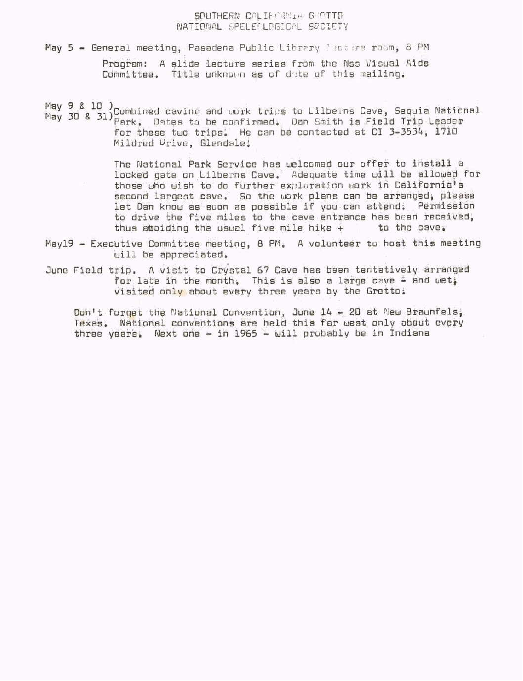 1964 May – SCG Newsletter