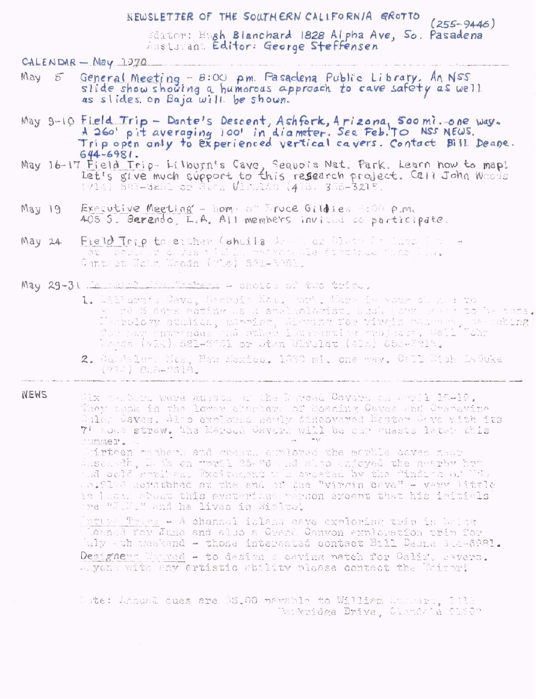 1970 May – SCG Newsletter