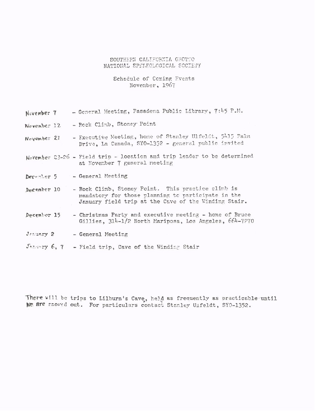 1967 November – SCG Newsletter
