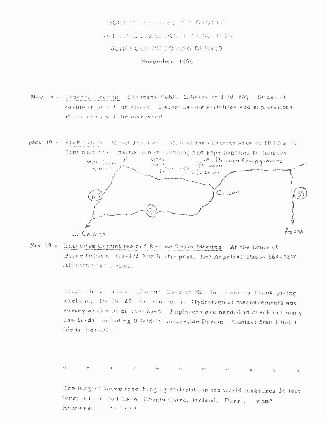 1968 November – SCG Newsletter