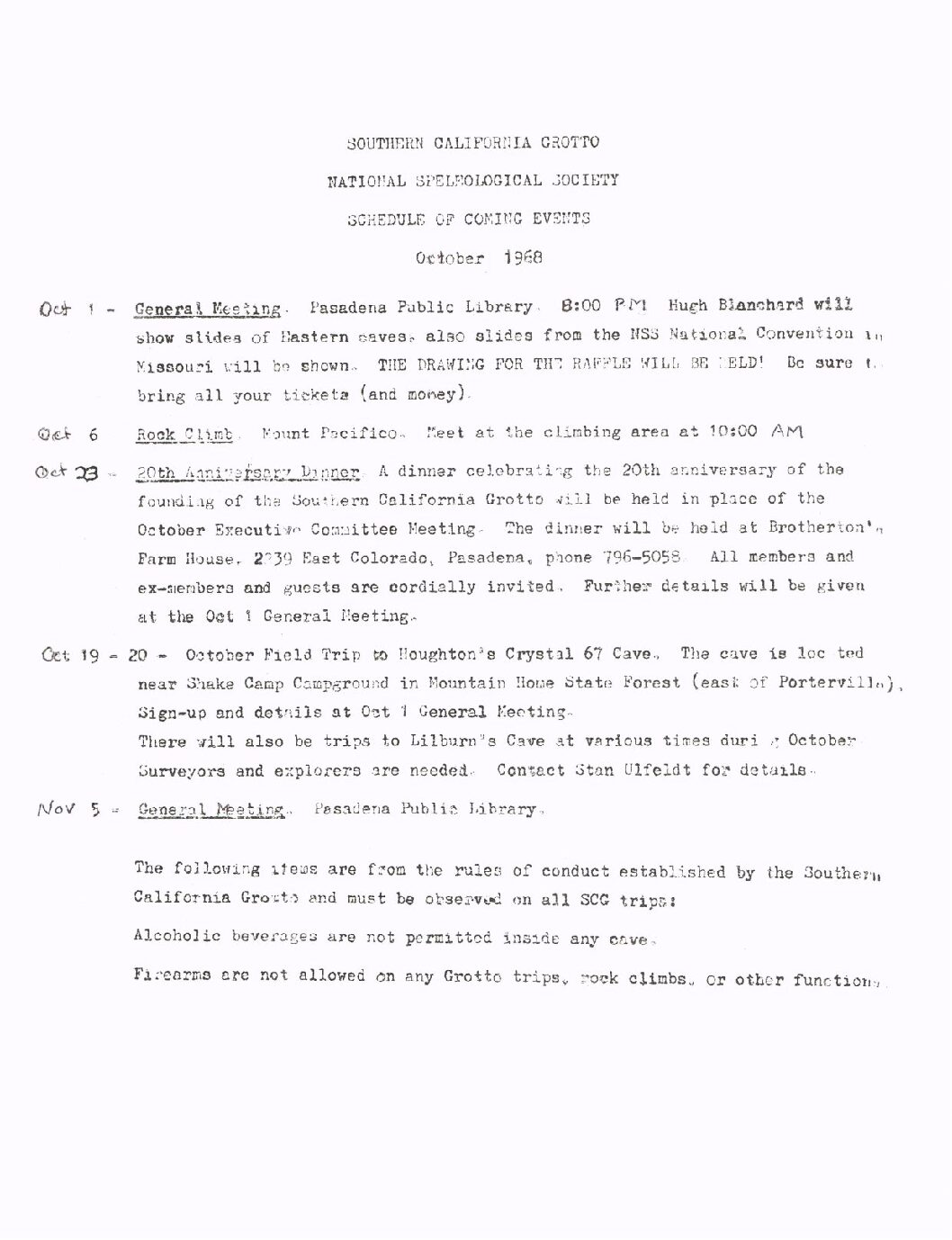 1968 October – SCG Newsletter
