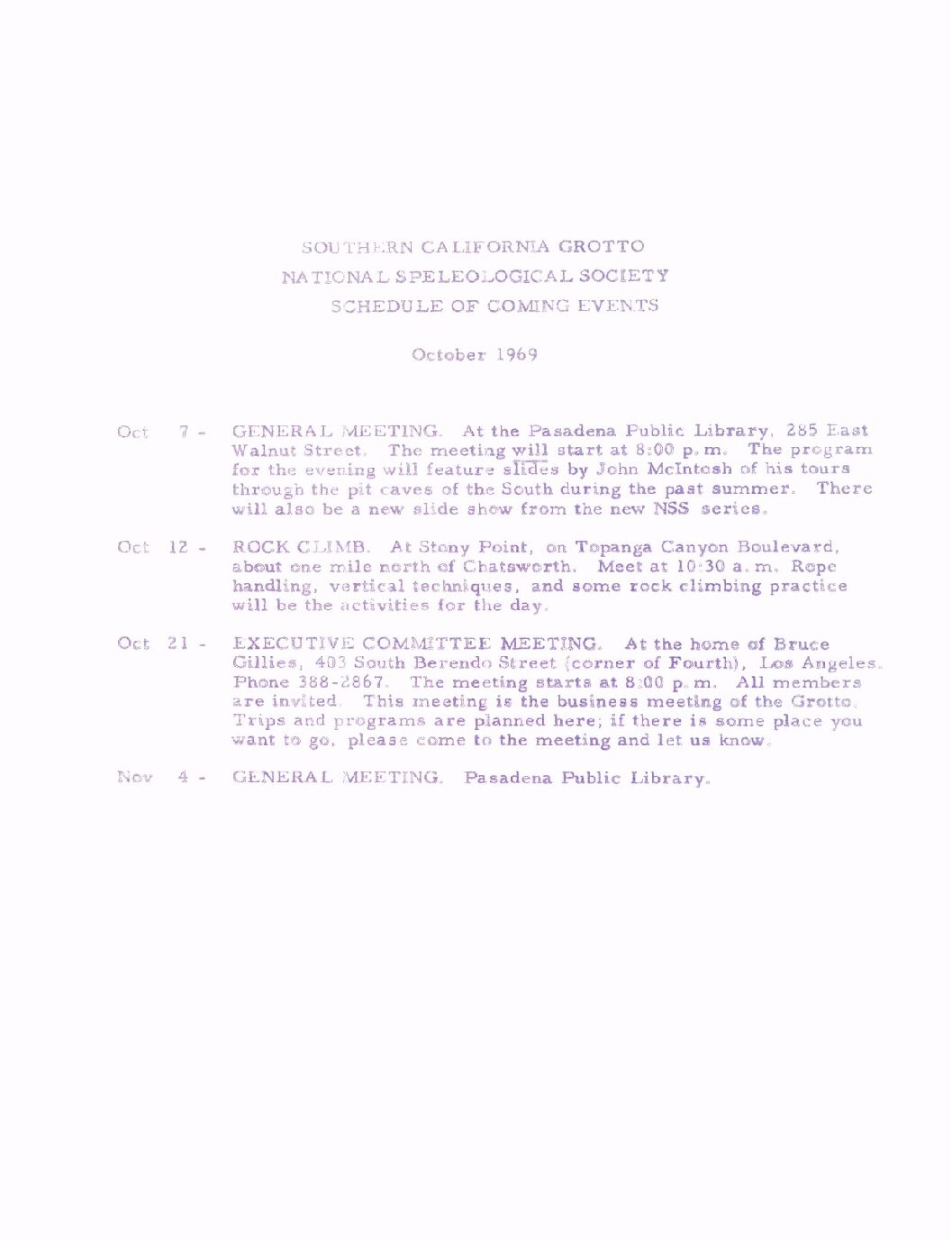 1969 October – SCG Newsletter