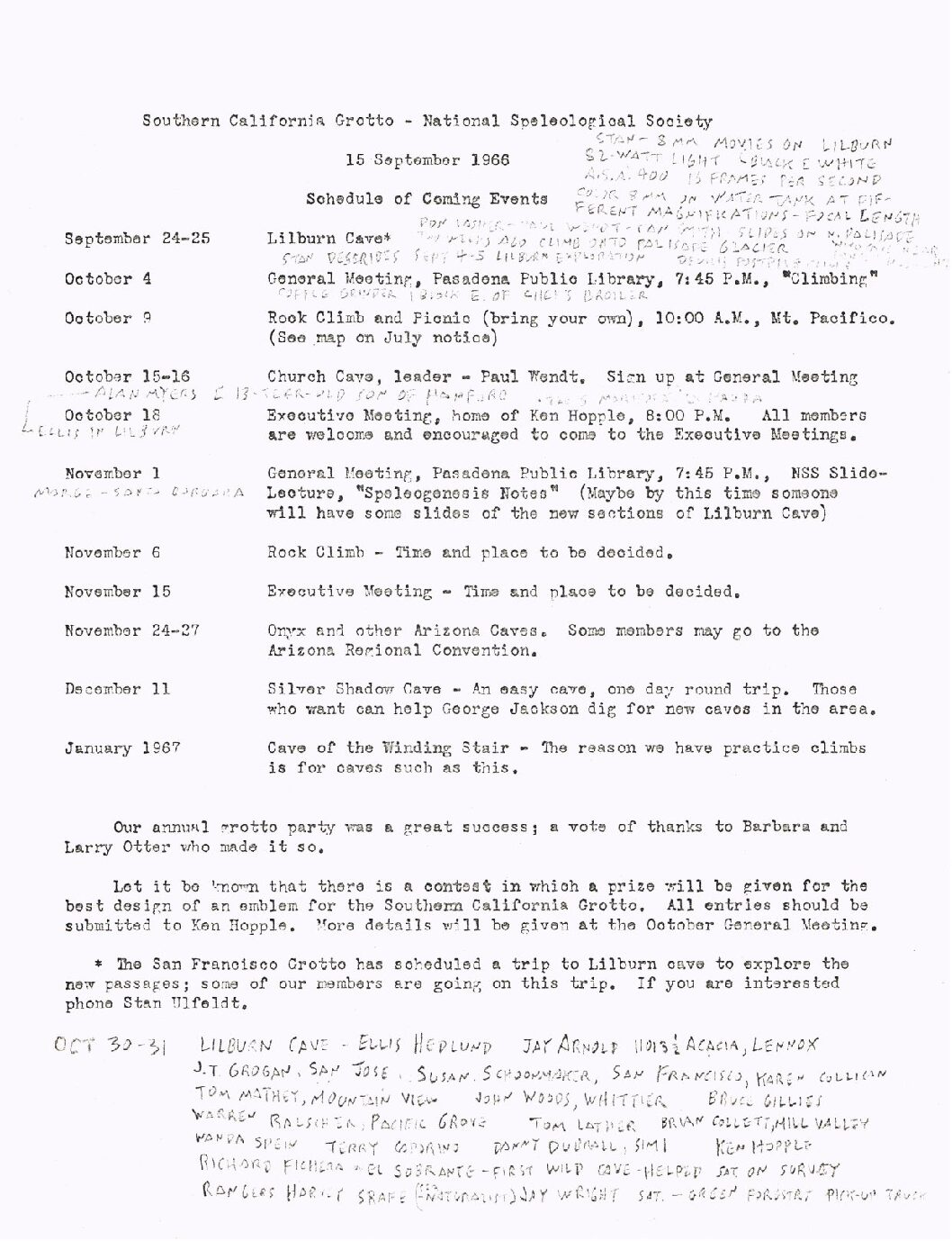 1966 September – SCG Newsletter