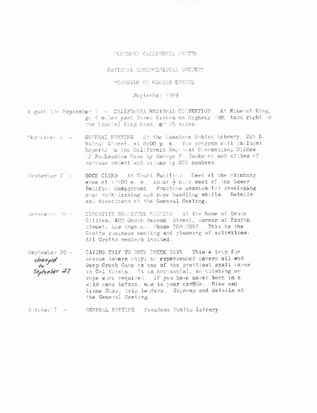 1969 September – SCG Newsletter