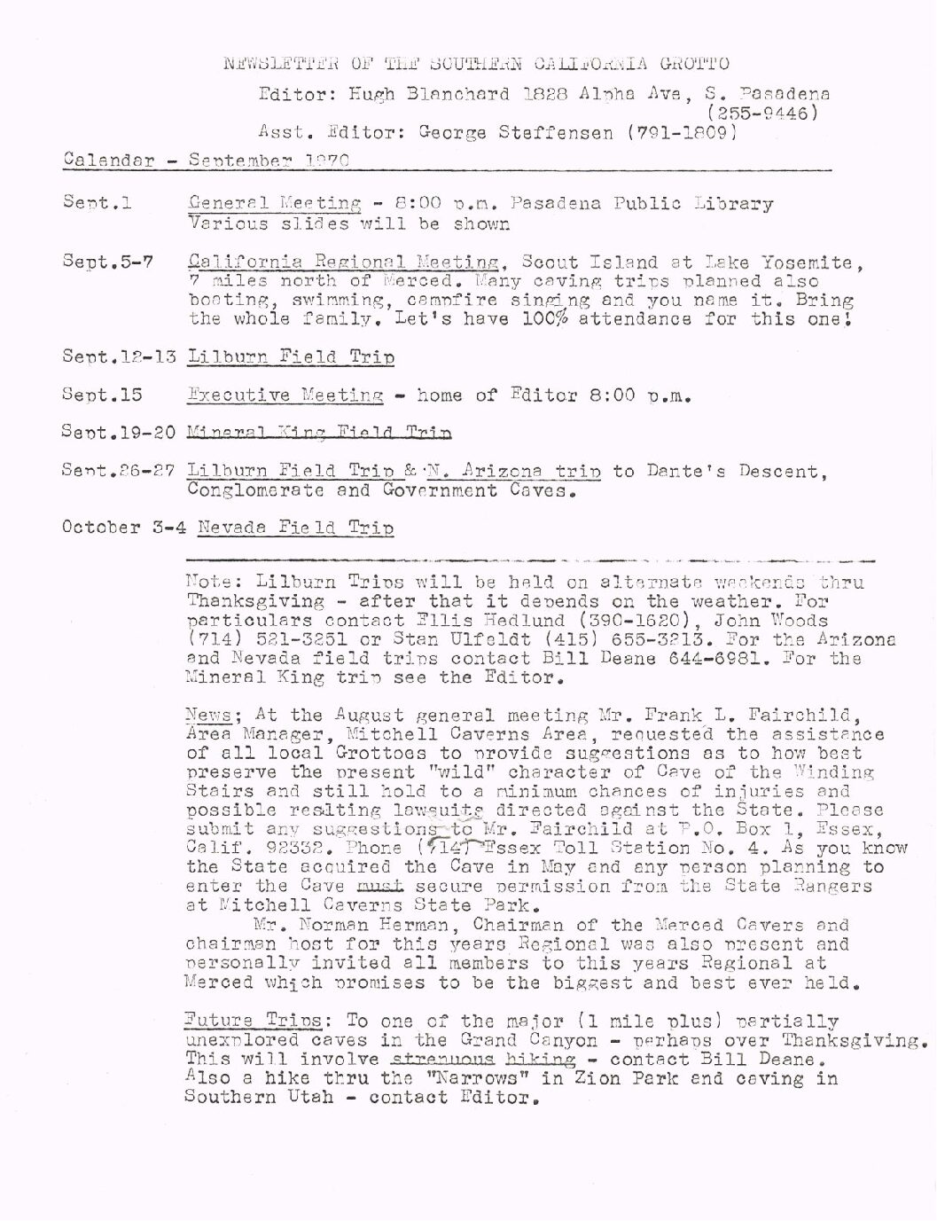 1970 September – SCG Newsletter