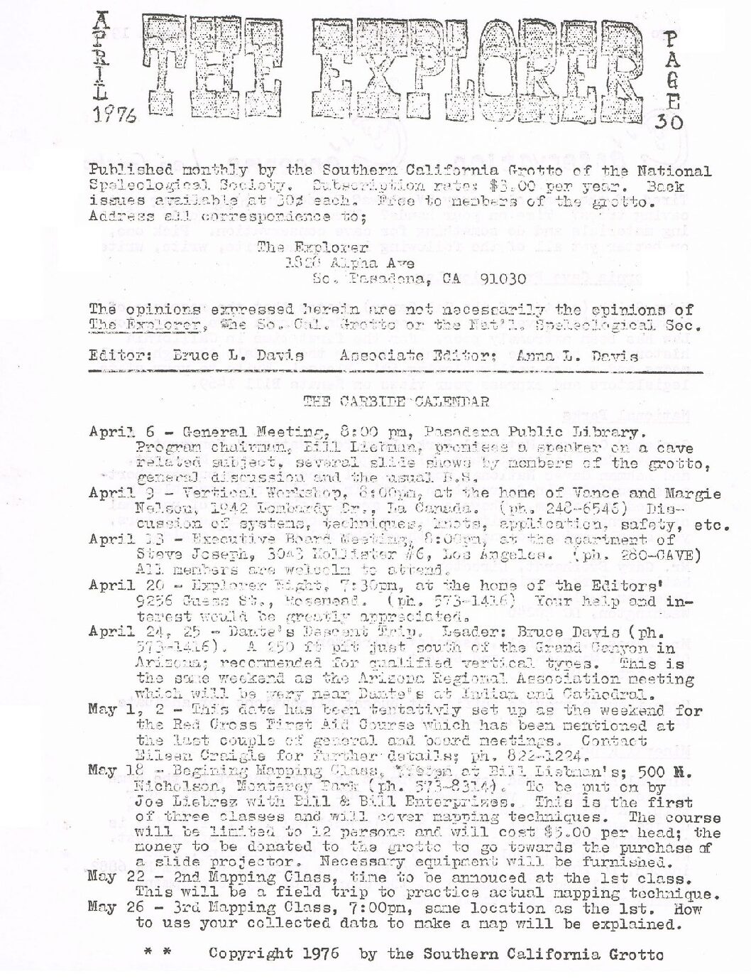 1976 April – The Explorer