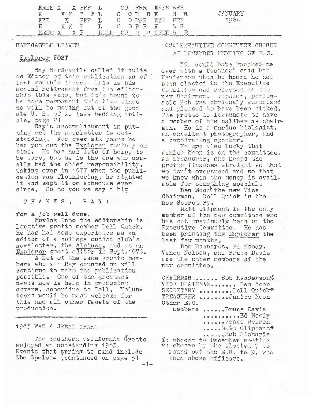 1984 January – The Explorer