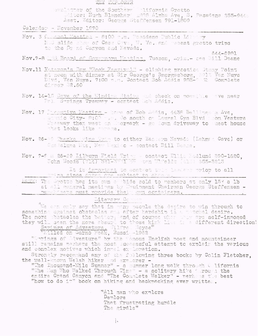 1970 November – The Explorer