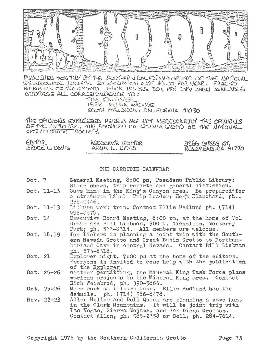 1975 October – The Explorer